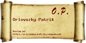 Orlovszky Patrik névjegykártya